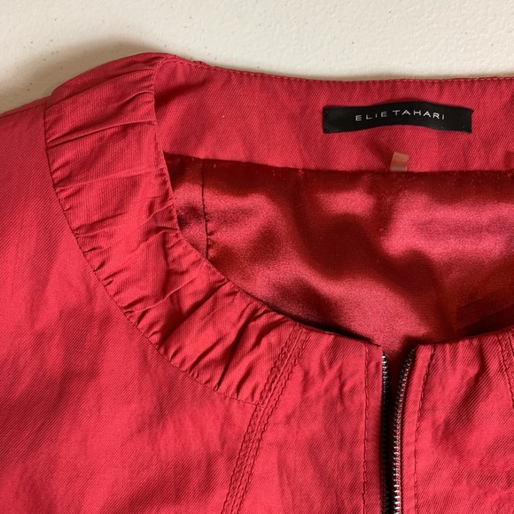 Elie Tahari Zip Up Collarless Blazer Career Jacket - Picture 5 of 8